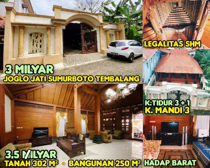 dijual rumah joglo di sambiroto semarang