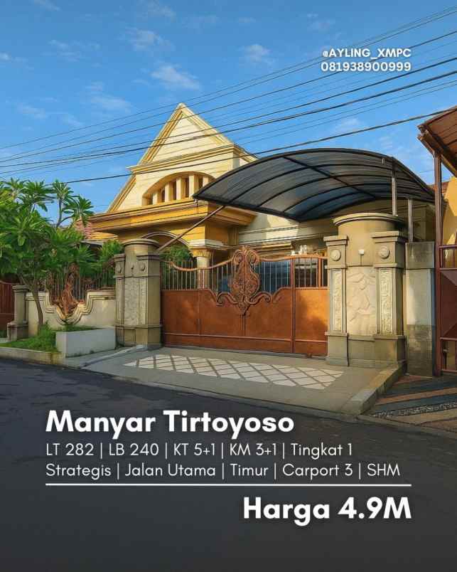 dijual rumah manyar tirtoyoso