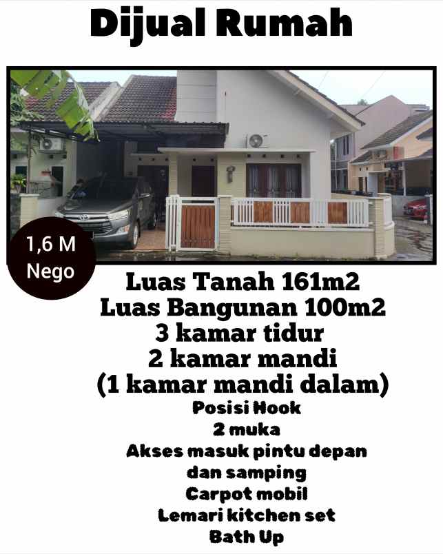 dijual rumah murah modern semi furnished hook 2 muka