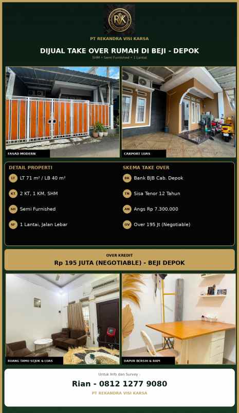 dijual take over rumah strategis dan nyaman beji depok