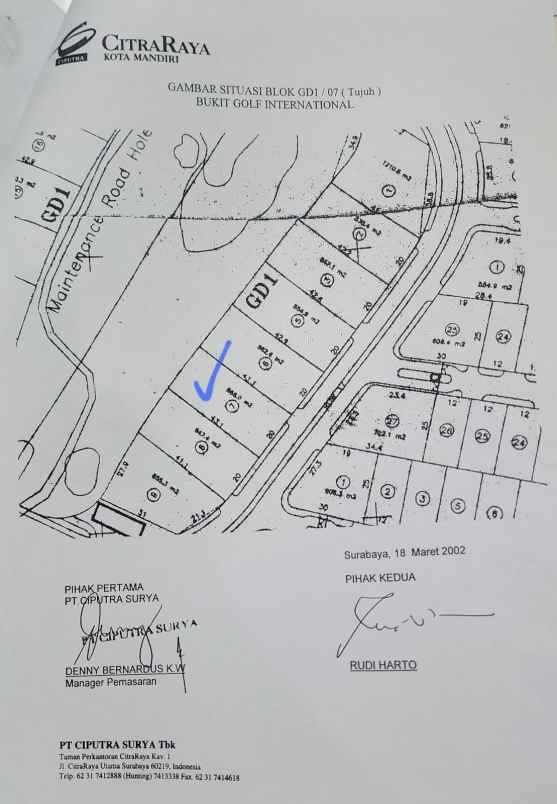 dijual tanah bukit golf international