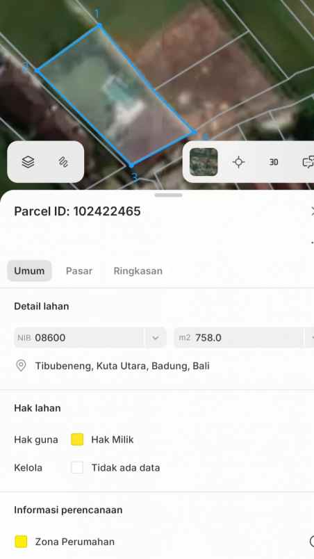 dijual tanah canggu permai