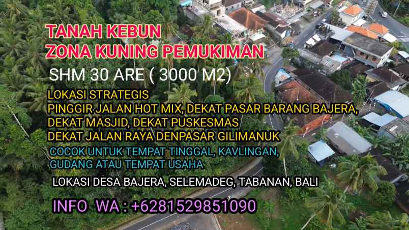 dijual tanah desa bajera selemadeg