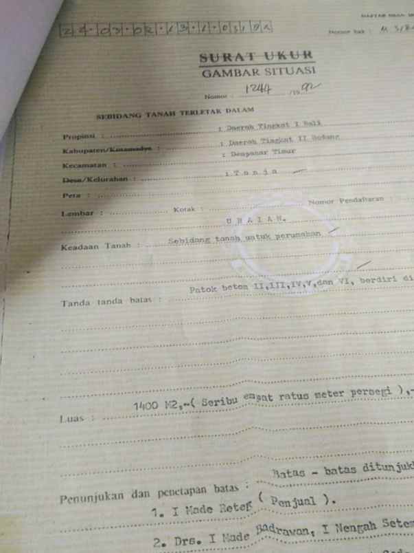 dijual tanah gatsu tengah