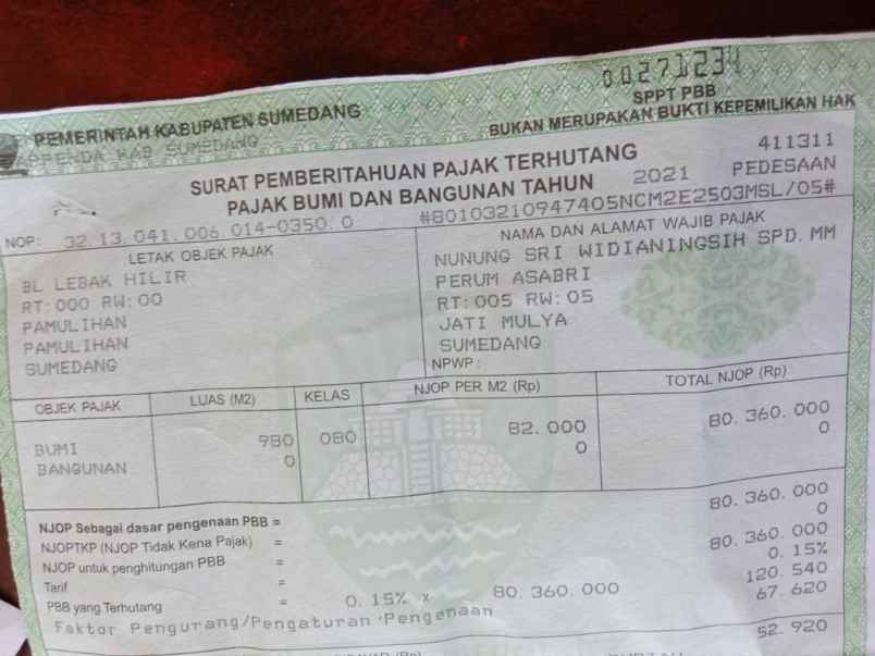 dijual tanah jl boma
