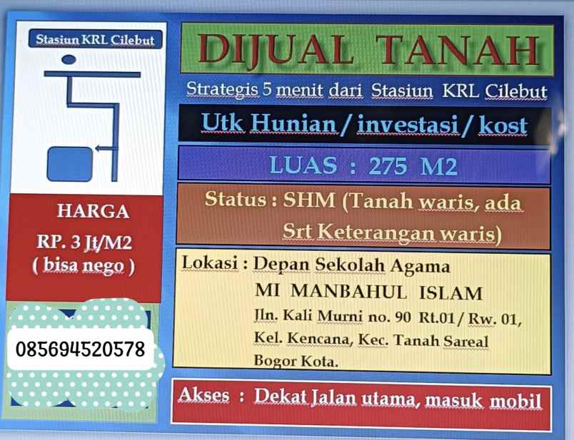 dijual tanah jl kalimurni tanah sereal