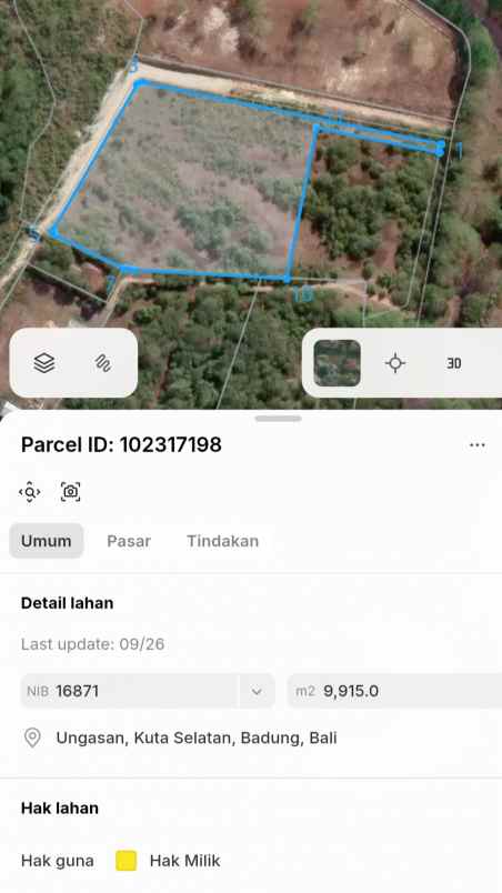 dijual tanah jl pura batu pageh