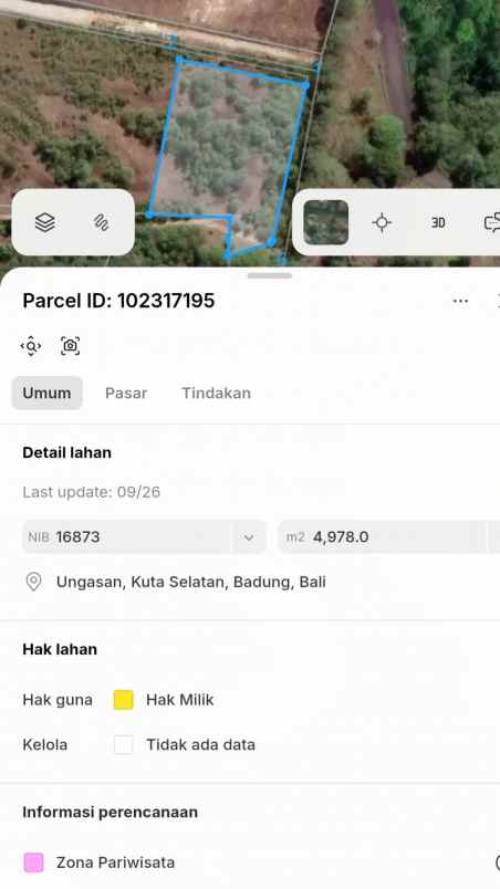 dijual tanah jl pura batu pageh