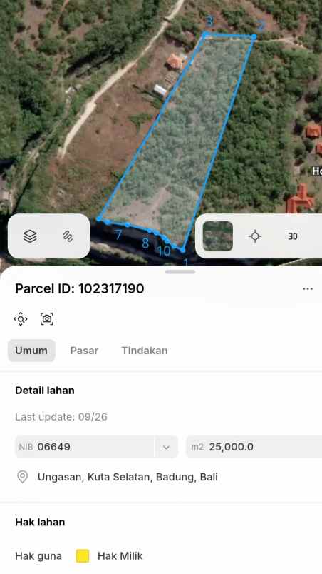 dijual tanah jl pura batu pageh