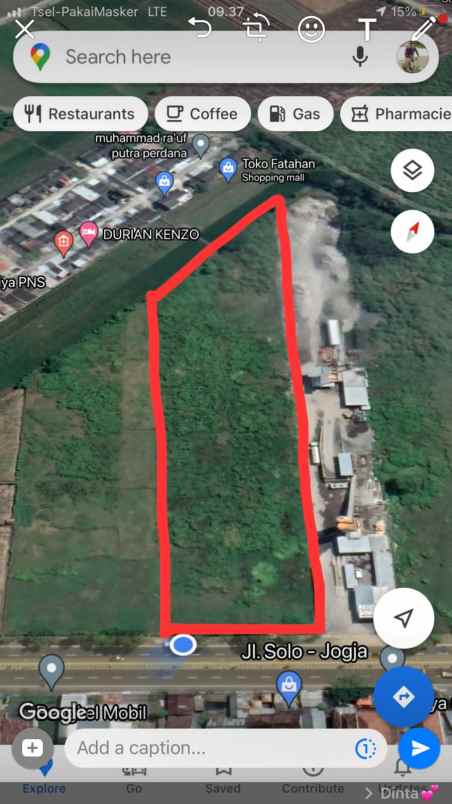 dijual tanah komersial luas 1 1 ha jl solo jogja