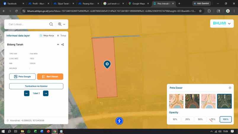 dijual tanah kp cabang empat hurip jaya
