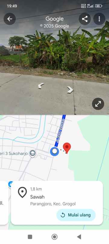 dijual tanah pekarangan di parangjoro sukoharjo