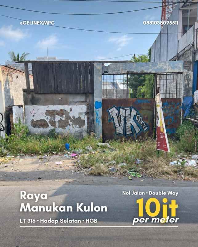 dijual tanah raya manukan kulon