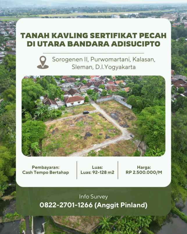 dijual tanah sorogenen ii purwomartani
