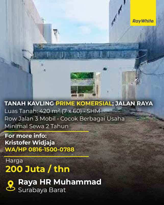 disewakan tanah hr muhammad