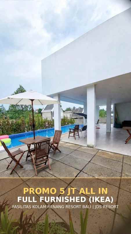 rumah 2 lantai konsep resort 5jt all in full furnished