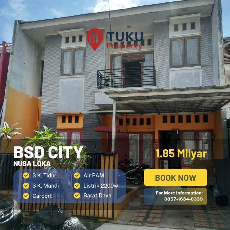 rumah 2 lt murah di nusa loka bsd city