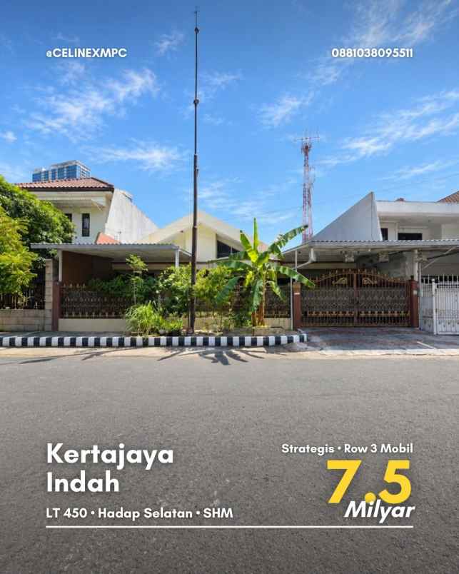 rumah kertajaya indah strategis row 3 mobil