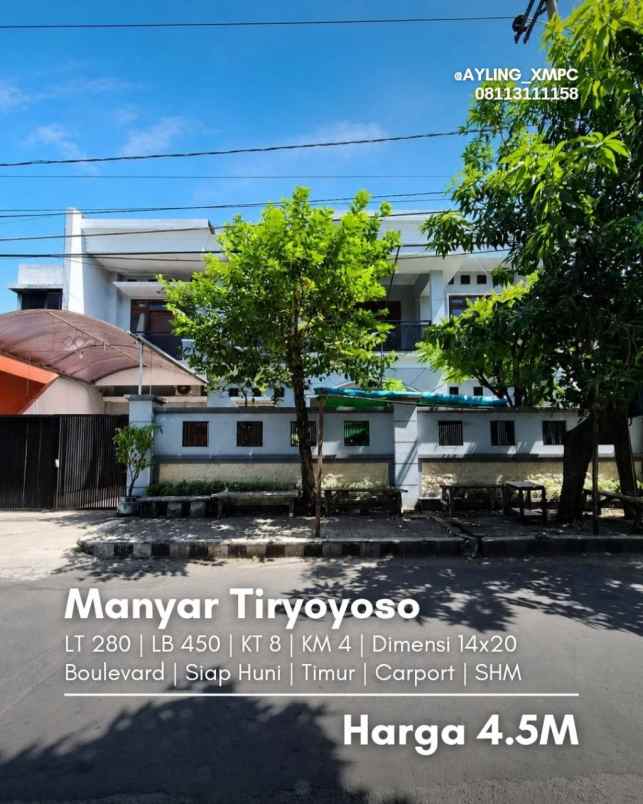 rumah manyar tirtoyoso boulevard siap huni carport