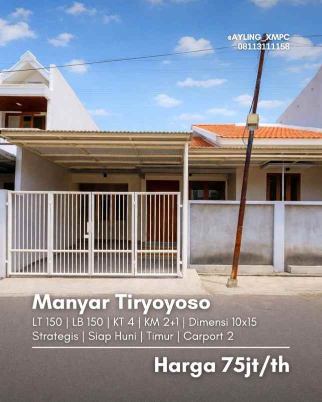 rumah manyar tirtoyoso strategis siap huni carport 2
