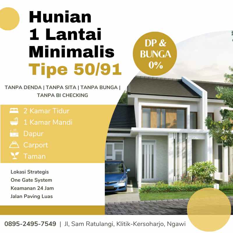 Rumah Ngawi Minimalis Tipe 5091 Murah