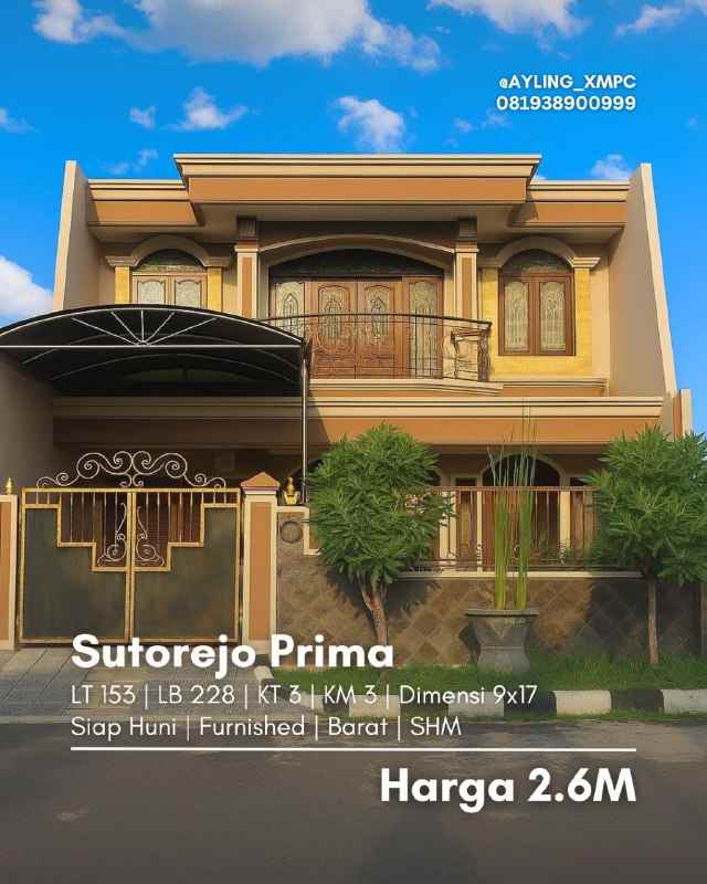 rumah sutorejo prima siap huni furnished
