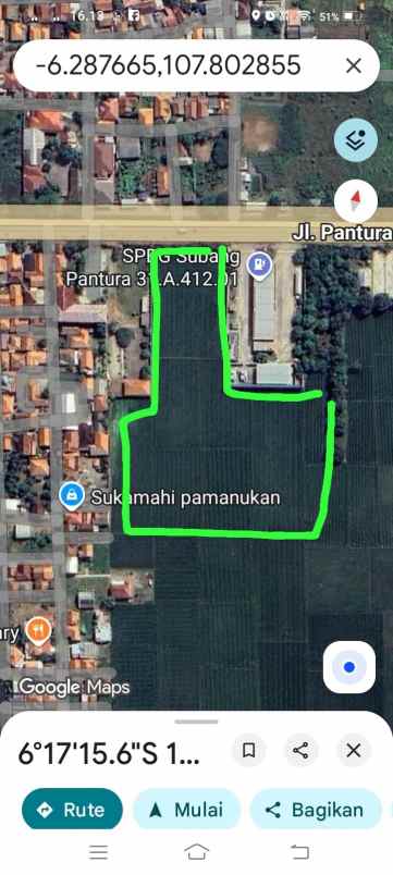 tamah strategis pinggir jalan parura pamanukan