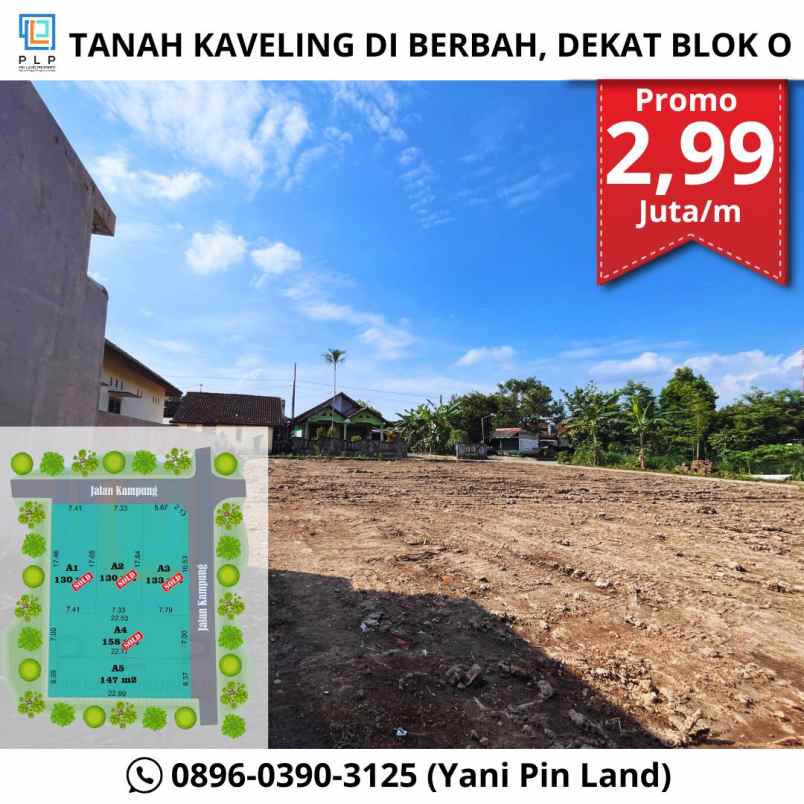 tanah shm pekarangan murah di berbah dekat blok o