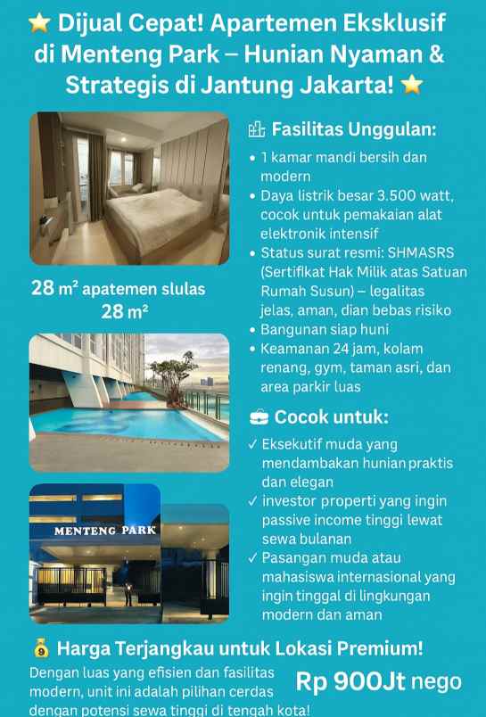 di jual apartemen menteng park jakarta