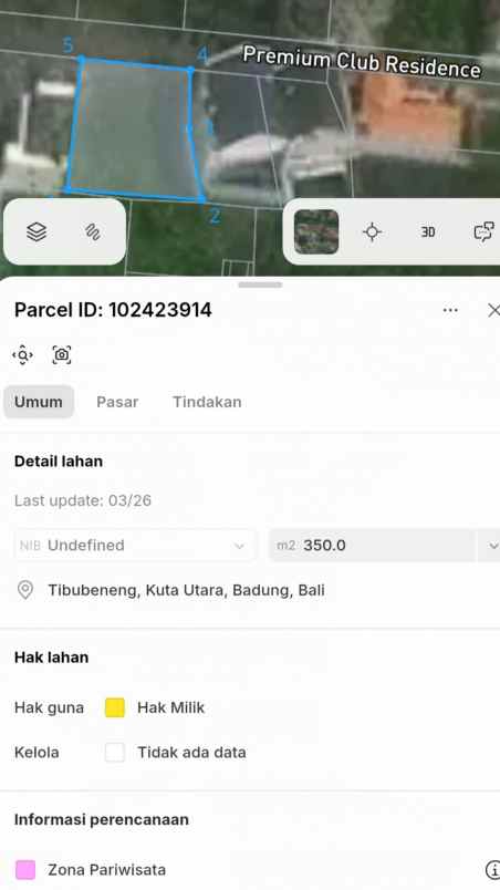 dijual 3 5 are jl pantai berawa canggu kuta utara