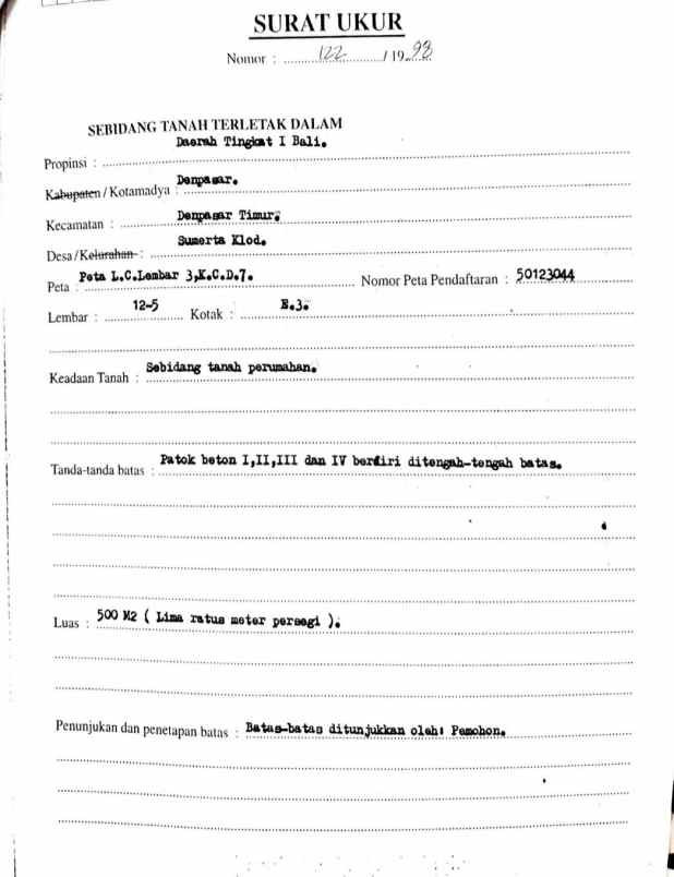 dijual 5 are jl merdeka sumerta klod renon denpasar