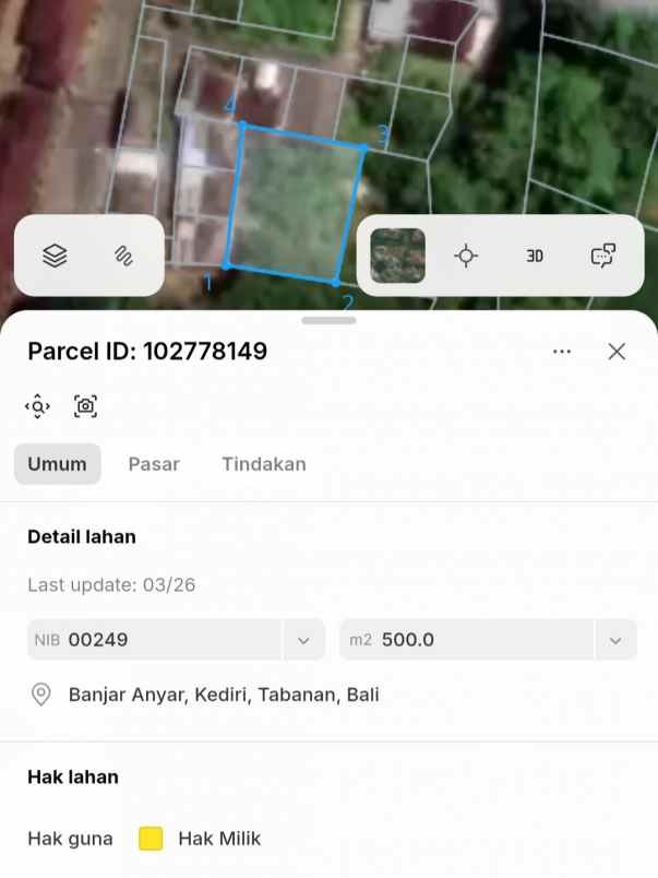dijual 8 98 are perum lebah asri rindam kediri tabanan