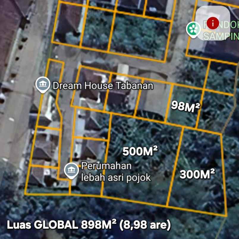 dijual 8 98 are perum lebah asri rindam kediri tabanan