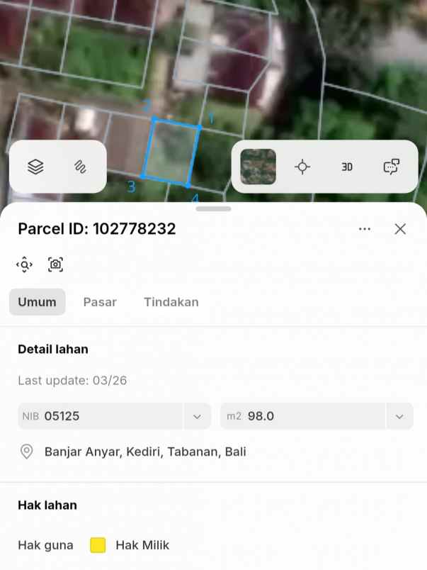 dijual 8 98 are perum lebah asri rindam kediri tabanan