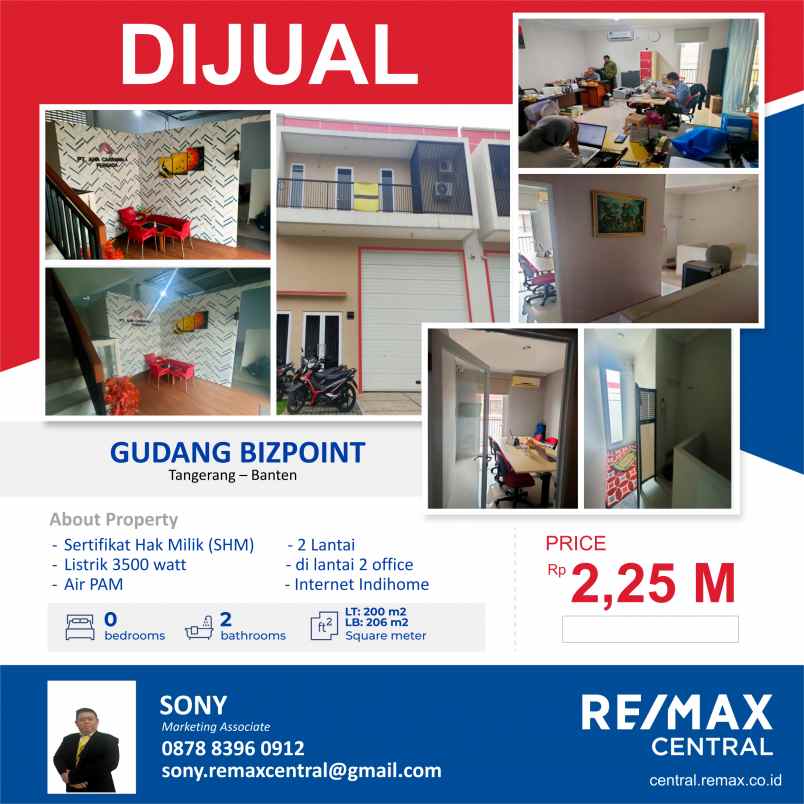 dijual gudang bizpoint loxembourge tangerang