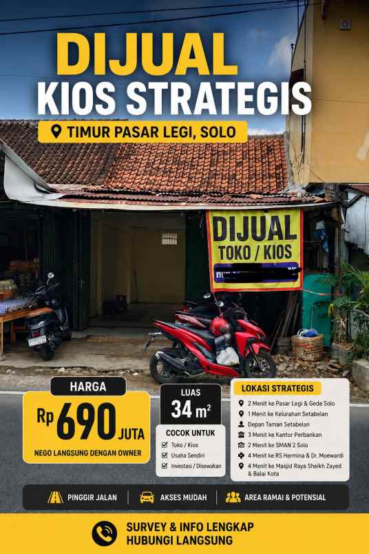 dijual kios strategis murah timur pasar legi solo