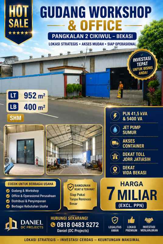 dijual ruko gudang kantor jl pangkalan 2 cikiwul bekasi