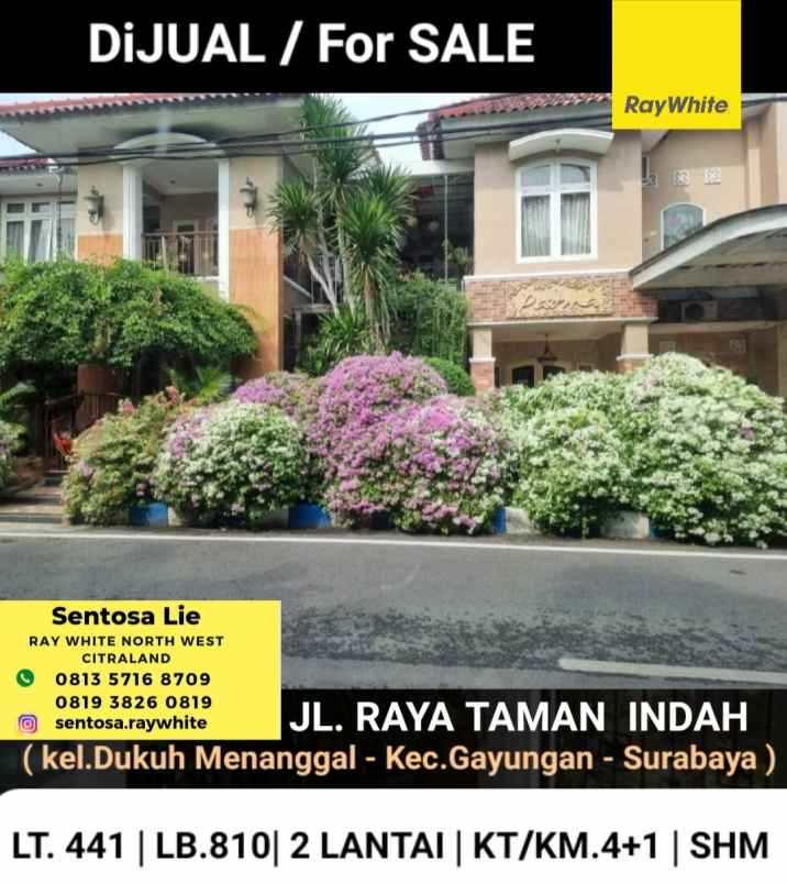 dijual rumah jalan raya taman indah