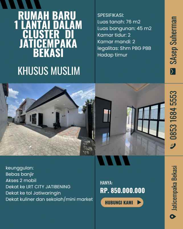 dijual rumah jaticempaka bekasi kota
