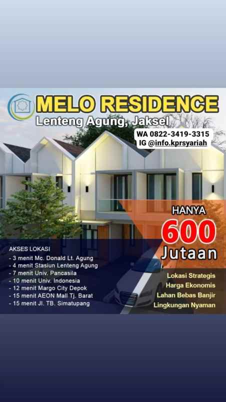 Hunian Modern Melo Residence Lenteng Agung Jakarta Selatan