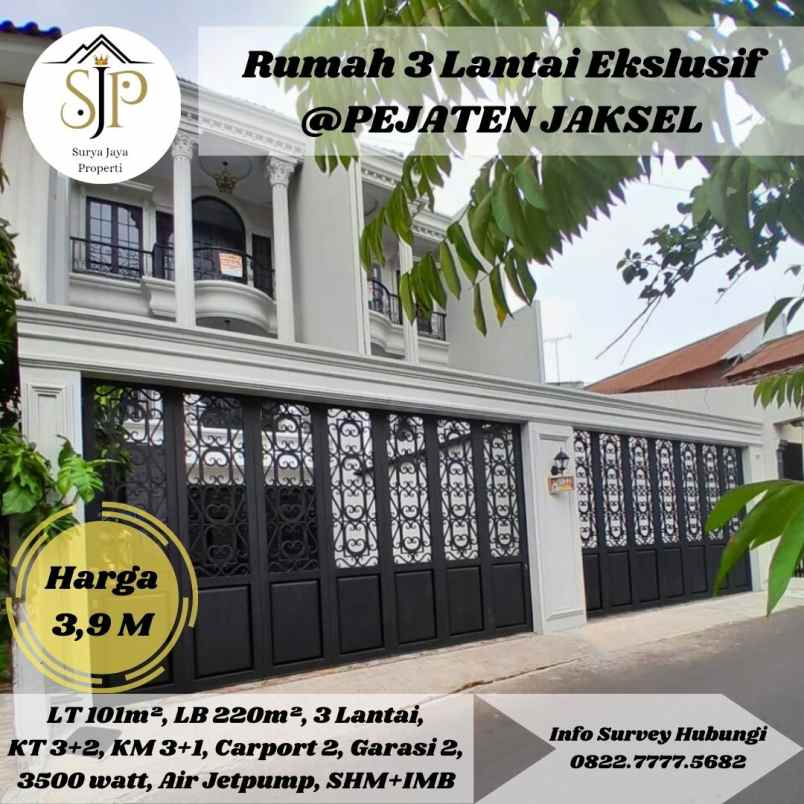 Rumah Baru 3 Lantai Siap Huni Ekslusif Di Pejaten Jakarta Selatan