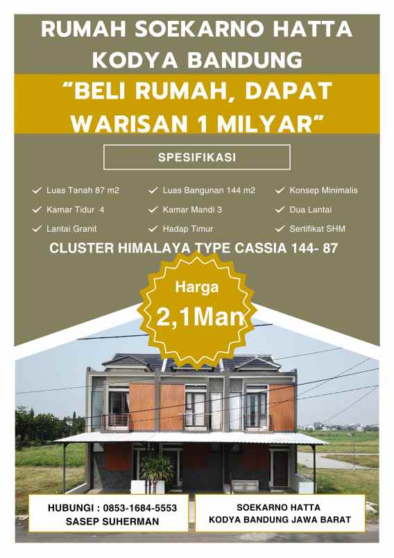 dijual rumah soekarno hatta kodya