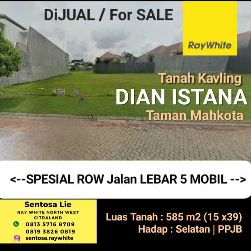 dijual tanah jalan dian istana taman