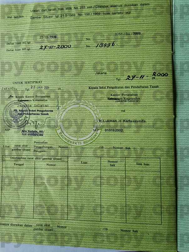 dijual tanah jl lebak bulus tengah