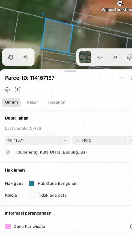 dijual tanah jl pantai berawa