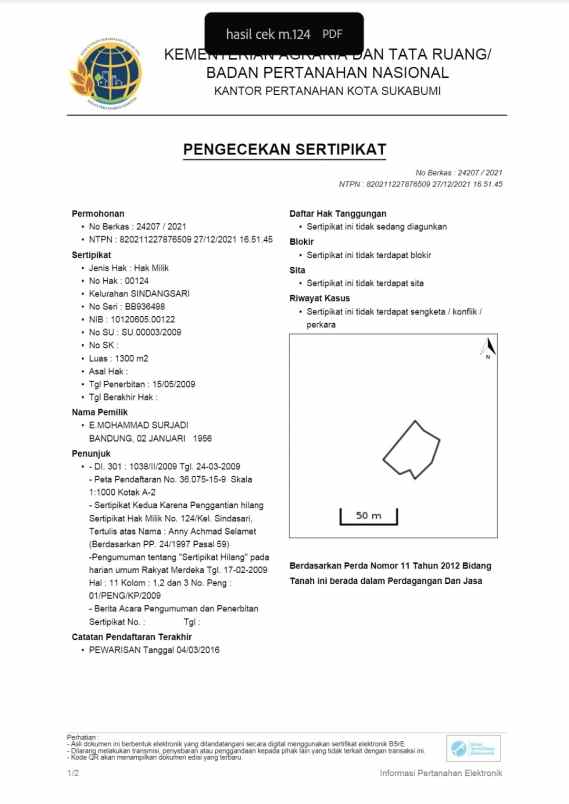 dijual tanah jl pelabuhan sukawarna