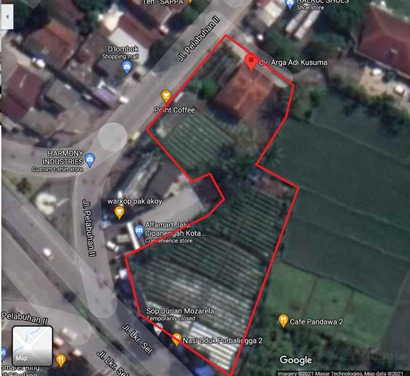 dijual tanah jl pelabuhan sukawarna