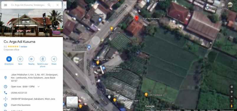 dijual tanah jl pelabuhan sukawarna