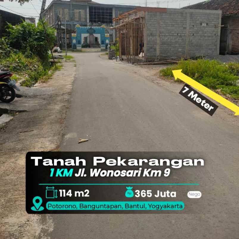 dijual tanah jl wonosari km 9