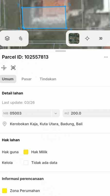 dijual tanah muding indah gatsu barat
